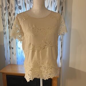 Ann Taylor Cream Lace Blouse